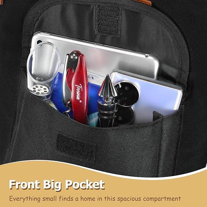 Tirrinia 2 Bottle Wine Gift Tote Carrier - Leakproof & Insulated with Large Pockets Wine Cooler Bag for Travel, Tasting, Party, Dinner