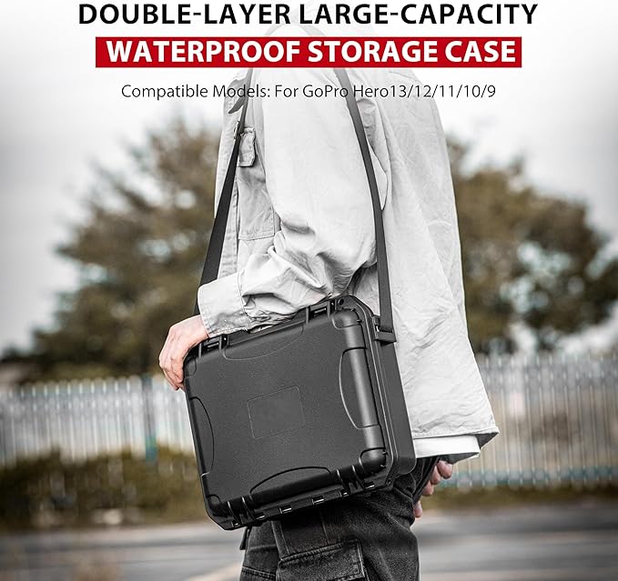 Hard Case Organizer For Gopro Hero 13/12/11/10/9/8 Media Mod/Volta/Protective Housing/Chest Mount Creator Edition/Handler Dual Battery Charger Accessories Waterproof Travel Storage Carrying Case