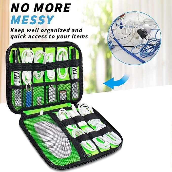 Electronics Organizer,Travel Cord Organizer Pouch, Portable Cable Organizer Bags,Travel Electronic Accessories Storage Case for Cables, Cords, Charger, Phone (Orange)