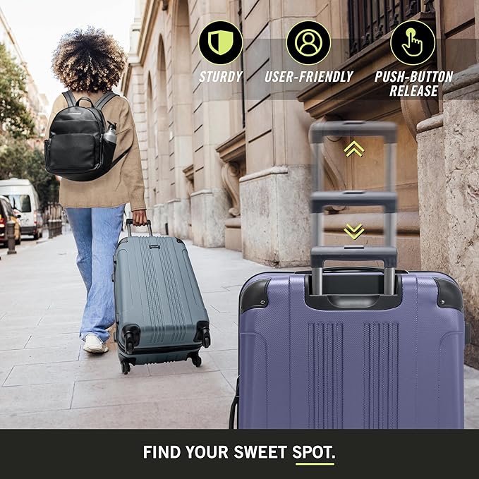 Kenneth Cole REACTION Out of Bounds Lightweight Hardshell 4-Wheel Spinner Luggage, Smokey Purple, 2-Piece Set (20" & 28")