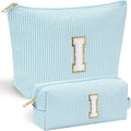 YOOLIFE Initial Makeup Bag for Women - Teen Girl Gifts Trendy Stuff Monogram Cute Makeup Bags Make Up Case for Women Her Best Friend Friendship Sister Teacher, Personalized Birthday Gifts I