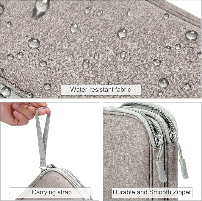 FYY Electronic Organizer, Travel Cable Organizer Bag Pouch Electronic Accessories Carry Case Portable Waterproof Double Layers Storage Bag for Cable, Charger, Phone, Earphone, Medium Size- Khaki
