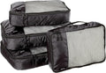 Amazon Basics 4 Piece Packing Travel Organizer Zipper Cubes Set, Medium (2) and Large (2), Black