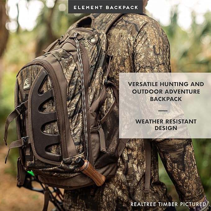 Insights Hunting by frogg toggs - The Element, Heavy Duty 1,831 Cubic Inch Hiking Fishing Camping Hunting Backpack, Solid Elements Brown