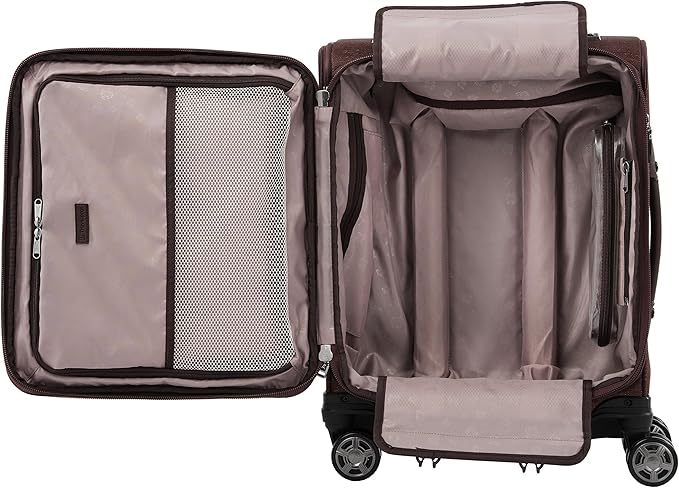 Travelpro Platinum Elite Softside Expandable Carry on Luggage, 8 Wheel Spinner Suitcase, USB Port, Men and Women, International, Bordeaux Red, Carry On 19-Inch