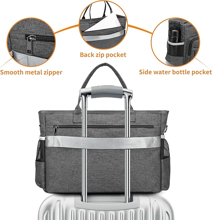 Laptop Tote Bag, Middle Size Computer Messenger Teacher Bag with 15.6'' Padded Laptop Sleeve