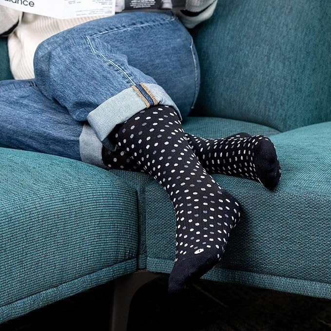 Medical Grade Compression Socks for Men & Women 15-20 mmHg by OrthoSleeve (Black Polka Dot, X-Large)