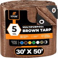 Multipurpose Protective Cover Brown Poly Tarp 30' x 50' - Durable, Water Resistant, Weather Resistant - 5 Mil Thick Polyethylene - by Xpose Safety
