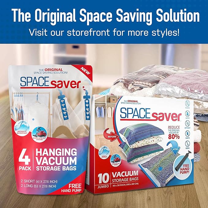 8 Pack Jumbo Vacuum Storage Bags for Comforters, Blankets & Clothes – Jumbo Vacuum Sealed Compression Bags with Hand Pump – Space Saver Storage Bags for Bedding, Moving, Travel & Organization