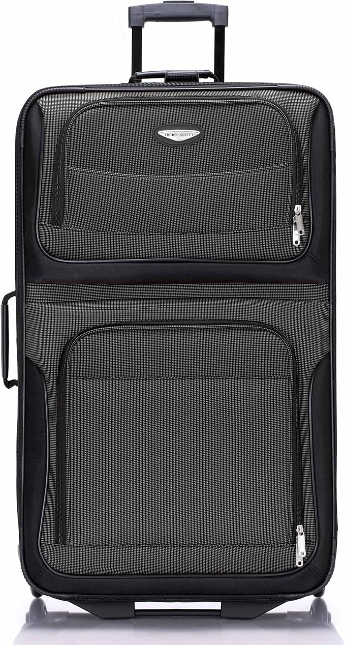 Travel Select Amsterdam 29-Inch Softside Expandable Rolling Upright Luggage, Lightweight 2-Wheel Check-In Suitcase with Push-Button Handle, Gray