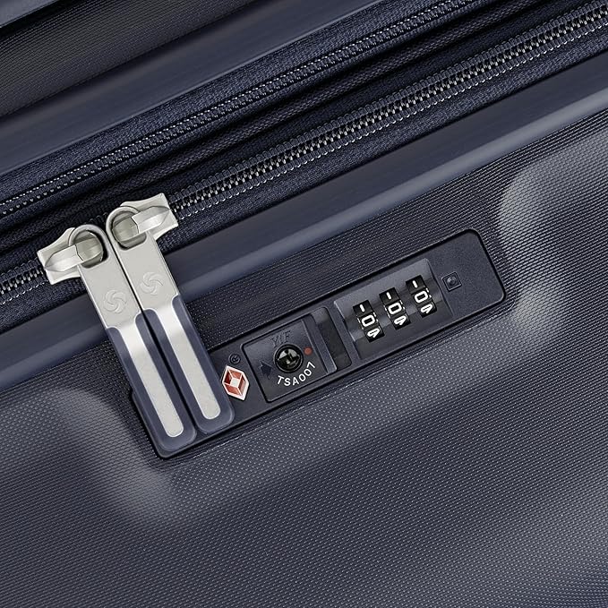 Samsonite Elevation Plus - Medium Hardside Luggage - Scratch Resistant Polypropylene Shell, RightHeight™ Adjustable Handle, Integrated AirTag Holder, TSA Lock, WetPak™ Compartment - Midnight Blue