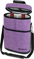 opux 2 Bottle Wine Carrier Tote, Insulated Leakproof Wine Cooler Bag, Wine Travel Bag for Picnic BYOB Beach, Portable Wine Bottle Carrying Case, Gift for Wine Lover Women Men Christmas, Purple
