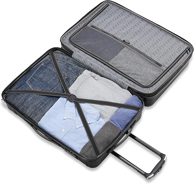 Samsonite Omni 2 24-Inch Medium Checked Hardside Luggage with 360° Spinner Wheels - Scratch Resistant Hardshell - TSA Lock - Expandable Polycarbonate Shell for Lightweight Travel - Midnight Black