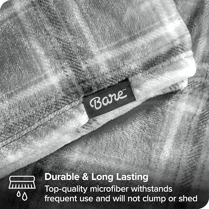 Bare Home Textured Fleece Blanket - Twin/Twin Extra Long - Ultra-Soft Lightweight for Bed, Sofa, and Couch - Luxury Microplush - Cozy Warm Blanket (Twin/Twin XL, Tartan Plaid)