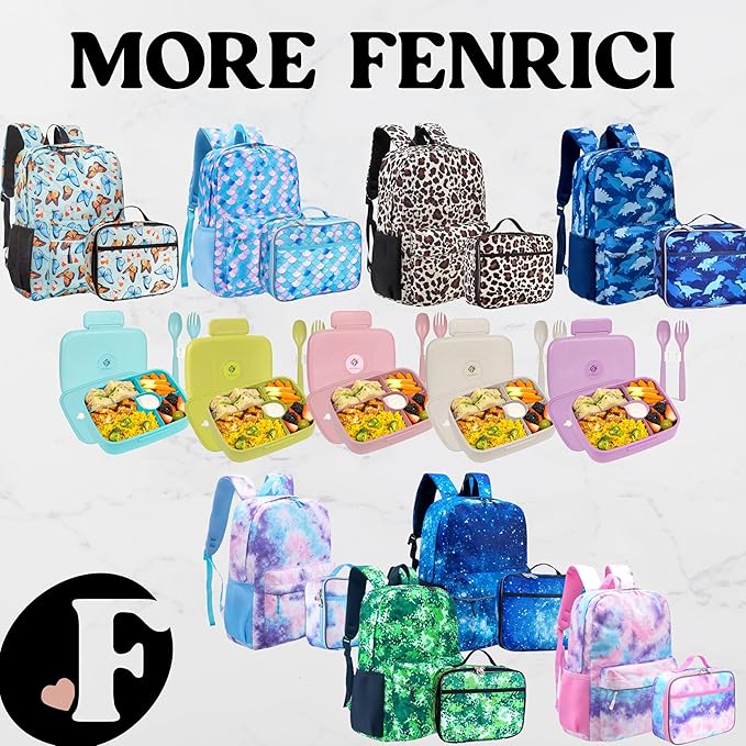 Fenrici Cheetah Kids Lunch Box for Girls, Teens Insulated Lunch Bag, Soft Sided Compartments, Spacious, BPA Free, Food Safe, 10.8in x 8.5in x 2.8in (Cheetah Print)