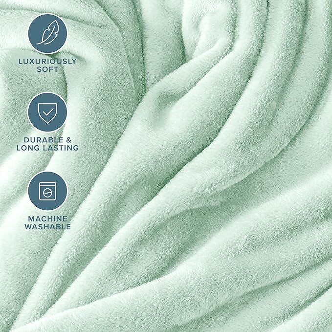 Bare Home Fleece Blanket - Full/Queen - Ultra-Soft Lightweight for Bed, Sofa, and Couch - Luxury Microplush - Cozy Warm Blanket (Full/Queen, Spring Mint)