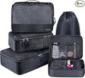 5 Set Packing Cubes Travel for Luggage Durable Suitcases Organizer Bags Lightweight Airplane Travel Vacation Essentials Accessories for Carry on (Black)