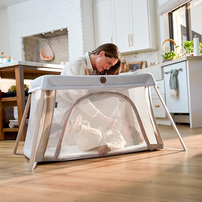 Maxi-Cosi Calao Travel Playard, Infant Bassinet, Toddler Playpen, Portable, Lightweight, Foldable, Easy Setup, with Carry Bag, Breathable Mesh, Classic Graphite