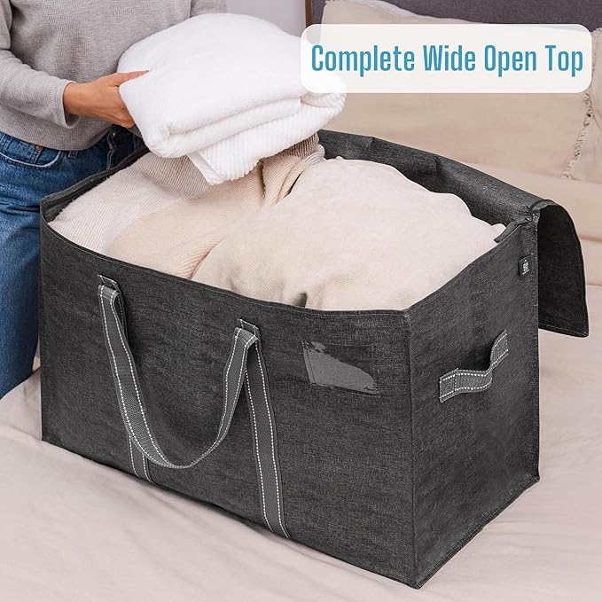 VENO 8 Pack Moving Bags, Heavy Duty, Moving Boxes Alternative, Packing Storage Supplies for Dorm Room Essentials with Zipper for Clothes, Extra Large Totes for Packaging (Dark Gray, 8 Pack)