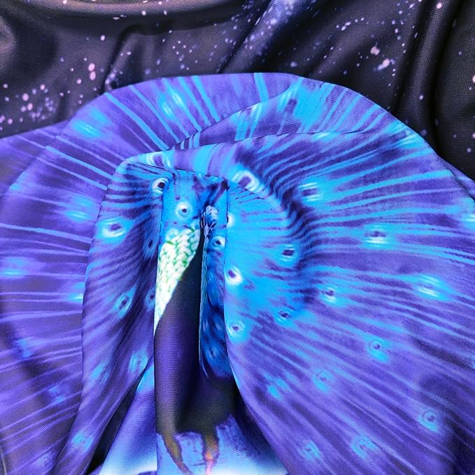 7-Mi Suitcase Cover 3D Print Design Travel Luggage Protector Trolley Case Cover 26"-28" Sleeve, BluePeacock