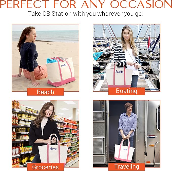 CB STATION Medium Classic Canvas Tote Bag for Women, Top Zipper Closure, Outer Pocket, Daily Essentials, Groceries, Traveling
