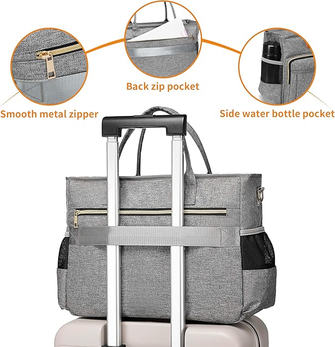 Laptop Tote Bag, Middle Size Computer Messenger Teacher Bag with 15.6'' Padded Laptop Sleeve