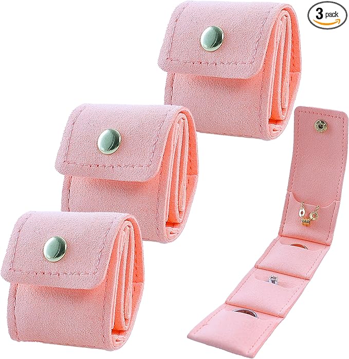 3 PCS Mini Travel Jewelry Organizer Bag - Tinycious Foldable Portable Case with Buckle, Auxiliary Jewelry Storage for Travel