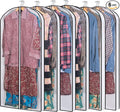 Hanging Clothes Storage with 4" Gusseted Garment Covers (Set of 6) - Clear Suit, Gown, Long Coat, Dress Protectors for Closet - 24"x 50"x 4" / 6 Pack