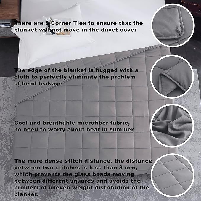 L'AGRATY Weighted Blanket Kids- 40"x60" 7lbs Cooling Breathable Heavy Blanket Microfiber Material with Glass Beads All-Season Summer Fall Winter Soft Thick Comfort