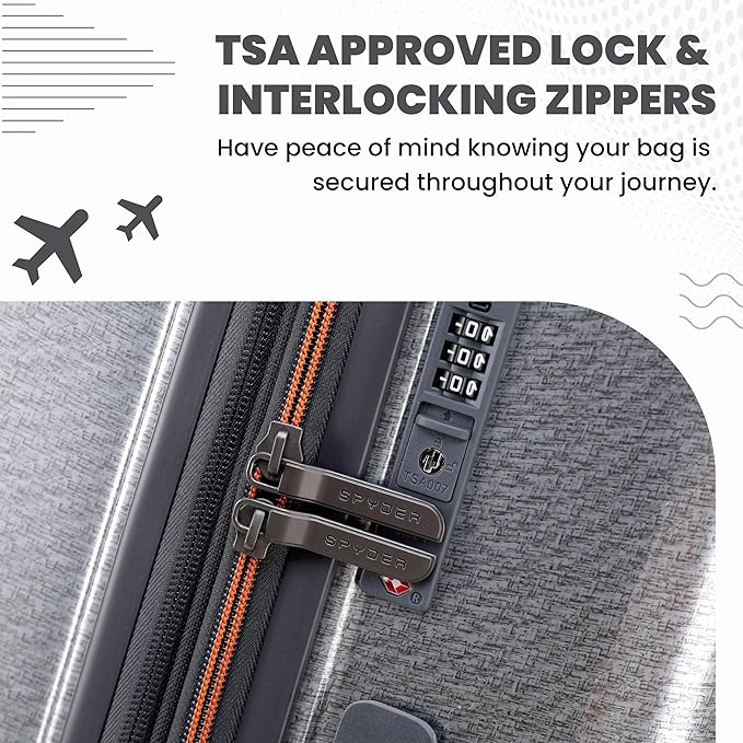 Spyder Traverse 20 Inch Carry On Expandable Hardside Upright Suitcase with 360° Spinner Wheels, TSA Approved Lock, Silver
