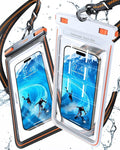 TORRAS 2 Pack IPX8 Waterproof Phone Pouch Floating, Underwater Screen Touchable, Waterproof Phone Case with Lanyard for iPhone 16 Pro Max 15 14 13 S25 Ultra S24, Cell Phone Dry Bag 7.0", Black & White