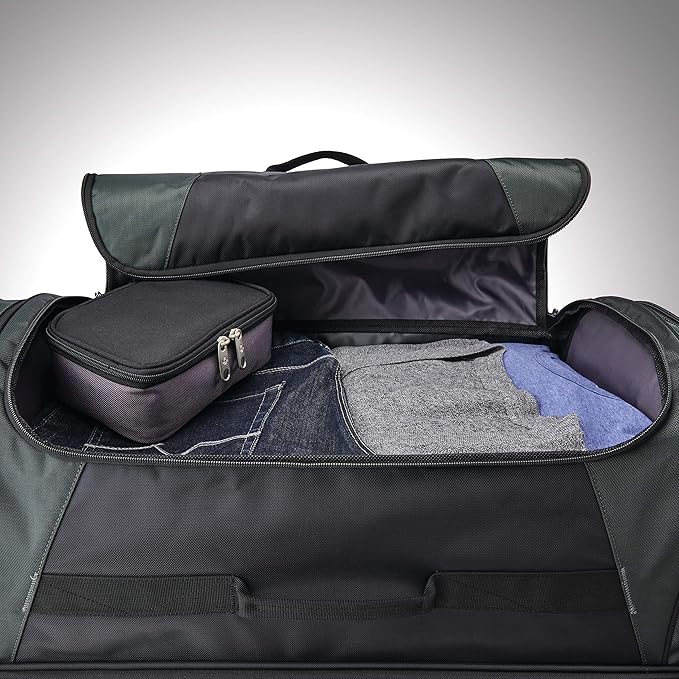 Samsonite Andante 2 Wheeled Duffel Bag – 32-Inch Durable Rolling Luggage with Inline Skate Wheels, Push-Button Handle & Spacious Compartments – Travel-Friendly and Lightweight - Moss Green/Black
