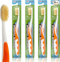 MOUTHWATCHERS Soft Flossing Toothbrushes, Value Pack of 4, Orange, Manual Toothbrush for Adults, Ultra Clean, Good for Sensitive Teeth and Gums, by Dr. Plotka's