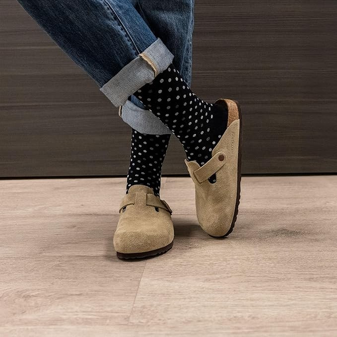 Medical Grade Compression Socks for Men & Women 15-20 mmHg by OrthoSleeve (Black Polka Dot, Large)