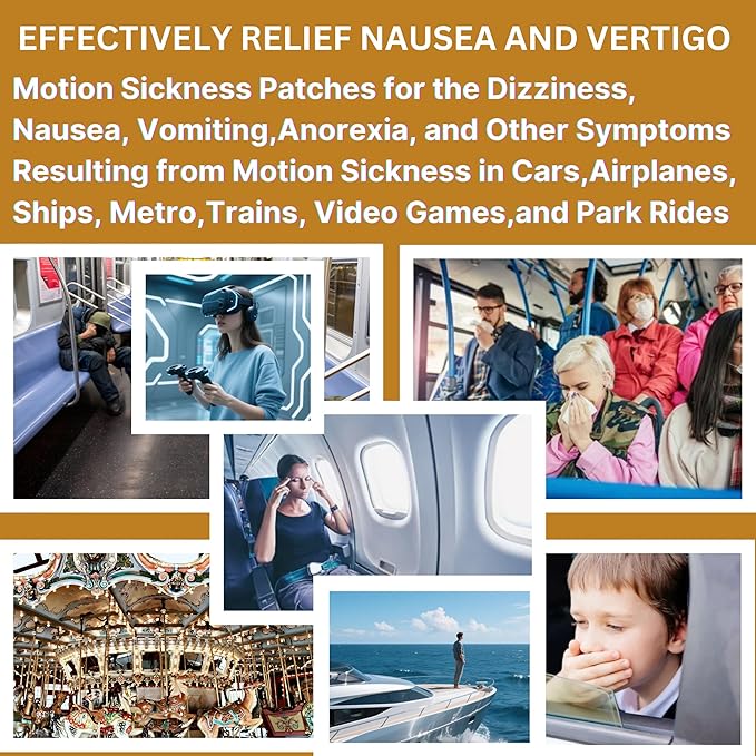 Motion Sickness Patches for Cruise,Car,Bus,Ships,Airplane,Park Rides - Non-Drowsy - Travel Essentials for Adults and Kids (56 Count (Pack of 1))