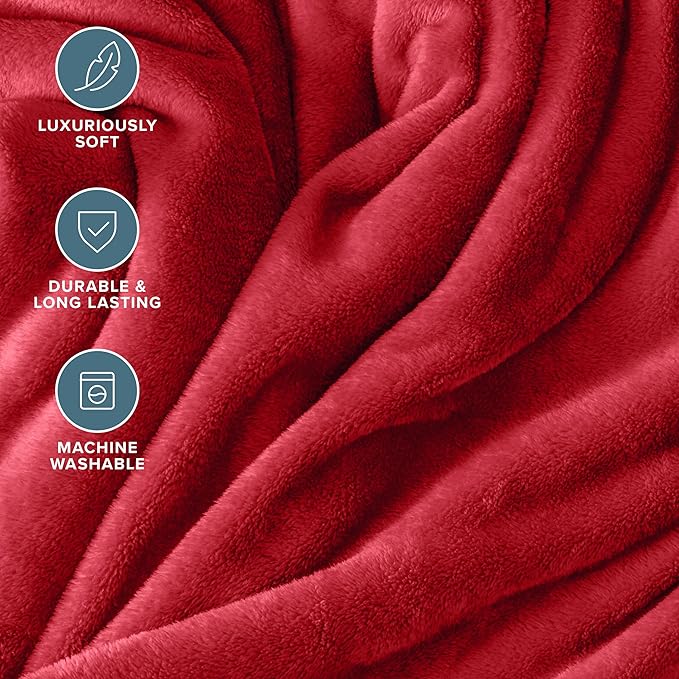 Bare Home Fleece Blanket - Twin/Twin Extra Long - Ultra-Soft Lightweight for Bed, Sofa, and Couch - Luxury Microplush - Cozy Warm Blanket (Twin/Twin XL, Red)