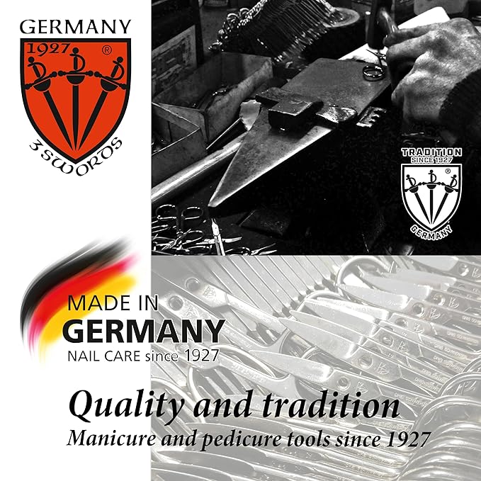 3 Swords Germany – brand quality 8 piece manicure pedicure grooming kit set for professional nail care with synthetic leather case red - Made in Germany
