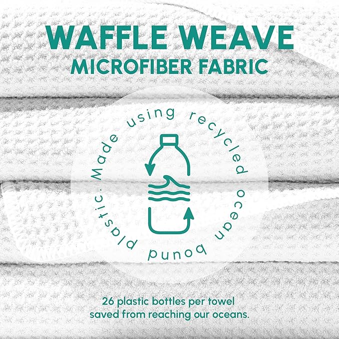 SUN'Y Waffle Microfiber Beach Towel – Sand Free, Quick Dry, Ultra Absorbent, Lightweight & Compact Travel Towel with Carry Bag - Large (63” x 31.5”), Curl