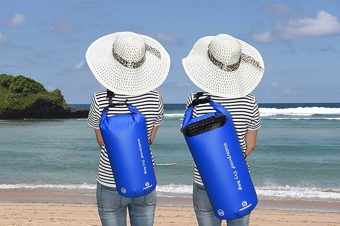 Freegrace Waterproof Dry Bags Set of 3 Dry Bag with 2 Zip Lock Seals & Detachable Shoulder Strap, Waist Pouch & Phone Case - Can Be Submerged Into Water - for Swimming (Navy Blue, 10L)