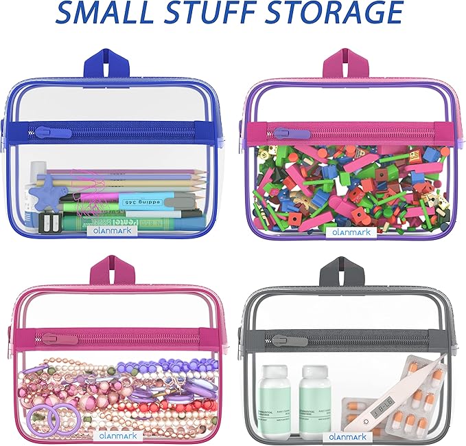 TSA Approved Toiletry Bag 3-1-1 Clear Travel Cosmetic Bag with Handle - Quart Size Bag with Zipper - Carry-on Luggage Clear Toiletry Bag for Liquids - Airport Airline TSA Compliant Color Blue