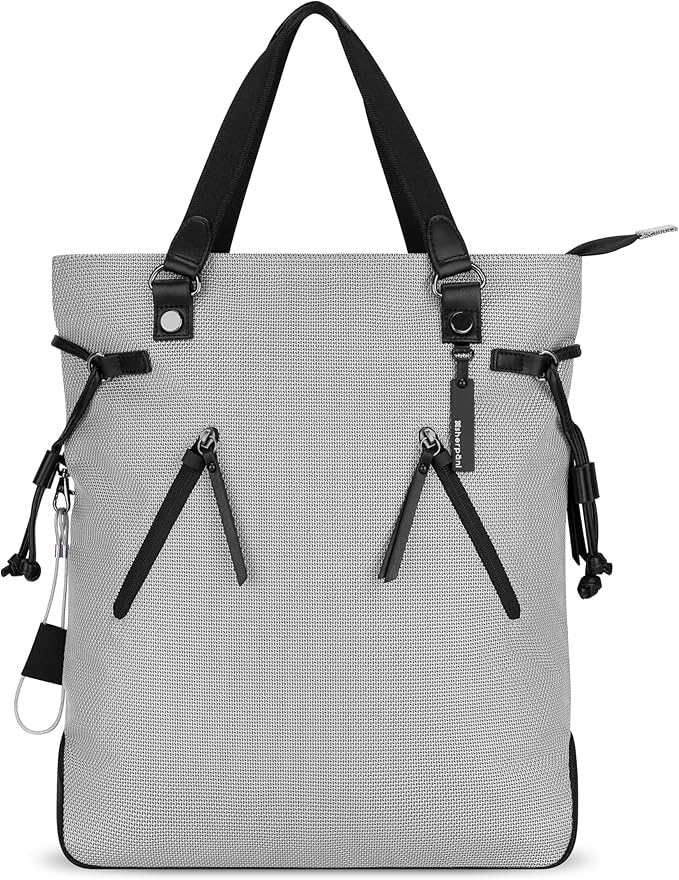 Sherpani Tempest, Anti Theft Convertible Backpack Tote, 14L Travel Backpack, Travel Gifts for Women, Handbags, RFID Protection, Metal Hardware, Fits 15” Laptop (No Sleeve) (Sterling)
