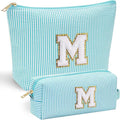 YOOLIFE Cute Travel Makeup Bag - Sweet 16 Gifts Sister Girlfriend Gifts Monogram Makeup Bag Make Up Bag Large Cosmetic Bags for Women Makeup Bag Friend Birthday Gifts Teen Girl Gifts Trendy Stuff M