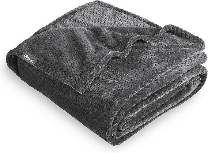 Bare Home Textured Fleece Blanket - King Size - Ultra-Soft Lightweight for Bed, Sofa, and Couch - Luxury Microplush - Cozy Warm Blanket (King, Chevron Grey)