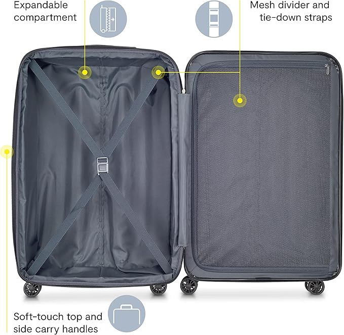 DELSEY PARIS Helium Aero Hardside Expandable Luggage with Spinner Wheels, Titanium, Carry-On 19 Inch
