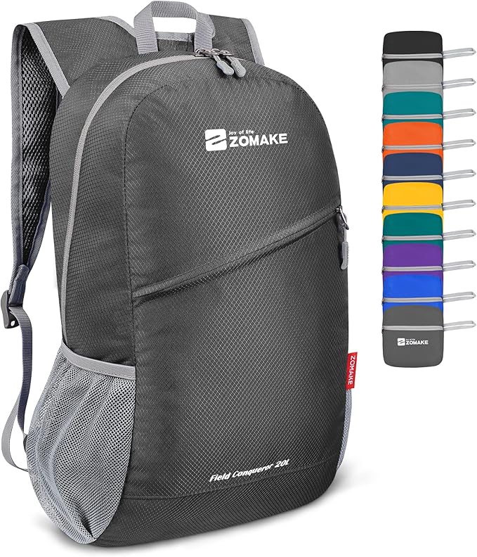 ZOMAKE Lightweight Packable Backpack 20L, Foldable Backpacks Small Daypack for Hiking Water Resistant Day Bag for Travel