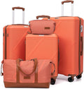 Luggage Sets 5 Piece, Suitcases With Wheels, Lightweight Travel Luggage Set With TSA Lock, ABS Hardshell Carry On Suitcase Set, Tangerine