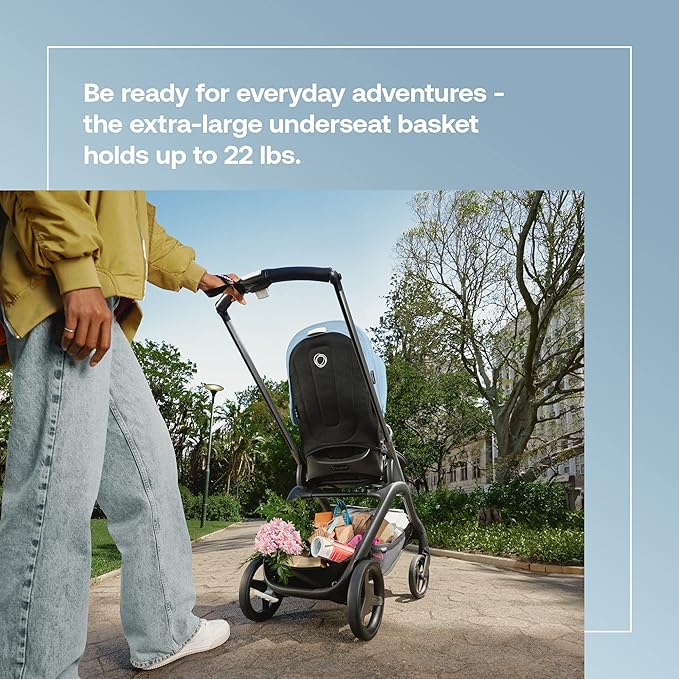 Bugaboo Dragonfly City Stroller, Lightweight Compact Baby Stroller with One Hand Easy Fold in Any Position, Full Suspension, XL Underseat Basket, Graphite Chassis and Grey Melange Sun Canopy