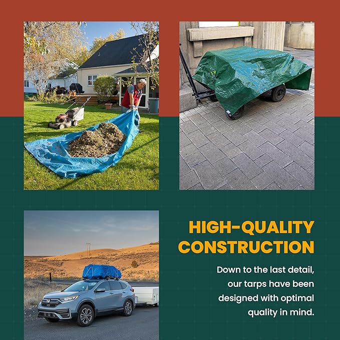Large Waterproof Tarp - Heavy Duty 20 Mil Thick Poly Tarpaulin Ideal for Canopy Tents, Boats, RV or Pool Covers - Multipurpose Protective Tarps with Grommets for Indoor and Outdoor Use | 30' x 50'