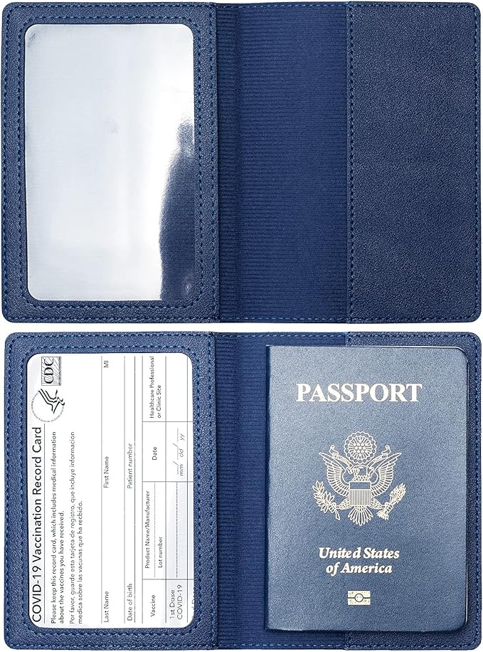 2 Pack Passport covers and Vaccine Card Holder PU Leather Passport Wallet Vaccine Case Protector Slot Travel Passport Wallets for Women & Men (Color 6)