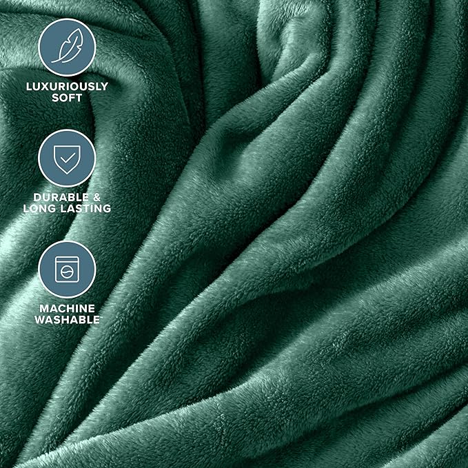 Bare Home Fleece Blanket - Full/Queen - Ultra-Soft Lightweight for Bed, Sofa, and Couch - Luxury Microplush - Cozy Warm Blanket (Full/Queen, Forest Green)